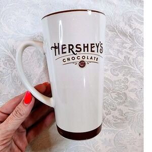 Vintage Hershey's Chocolate Galerie Ceramic Latte Mug 2004 Tall Tapered Cream 6"